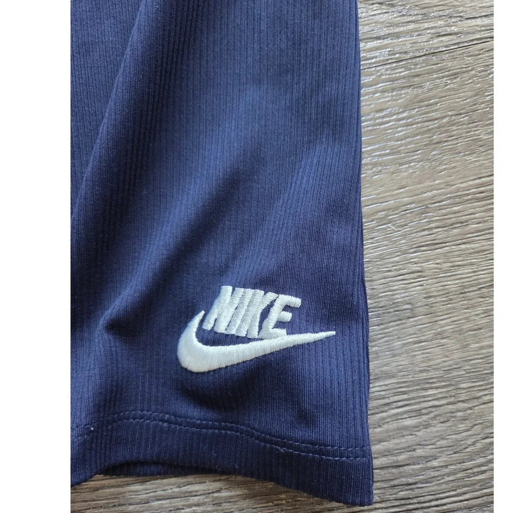 Nike Flared Pants Kids Size 5/6 Navy Blue Ribbed Logo Leggings